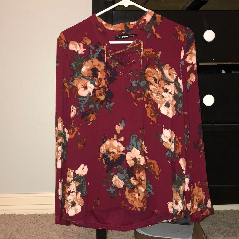 Maroon long sleeve shirt